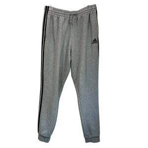 Adidas Sweatpants Size L Tall Gray Joggers 3 Stripe Logo Track Pants Athleisure